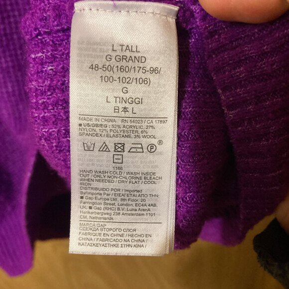 #15 Gap Raisin Mock Neck Sweater, Size Large Tall - Picture 3 of 4